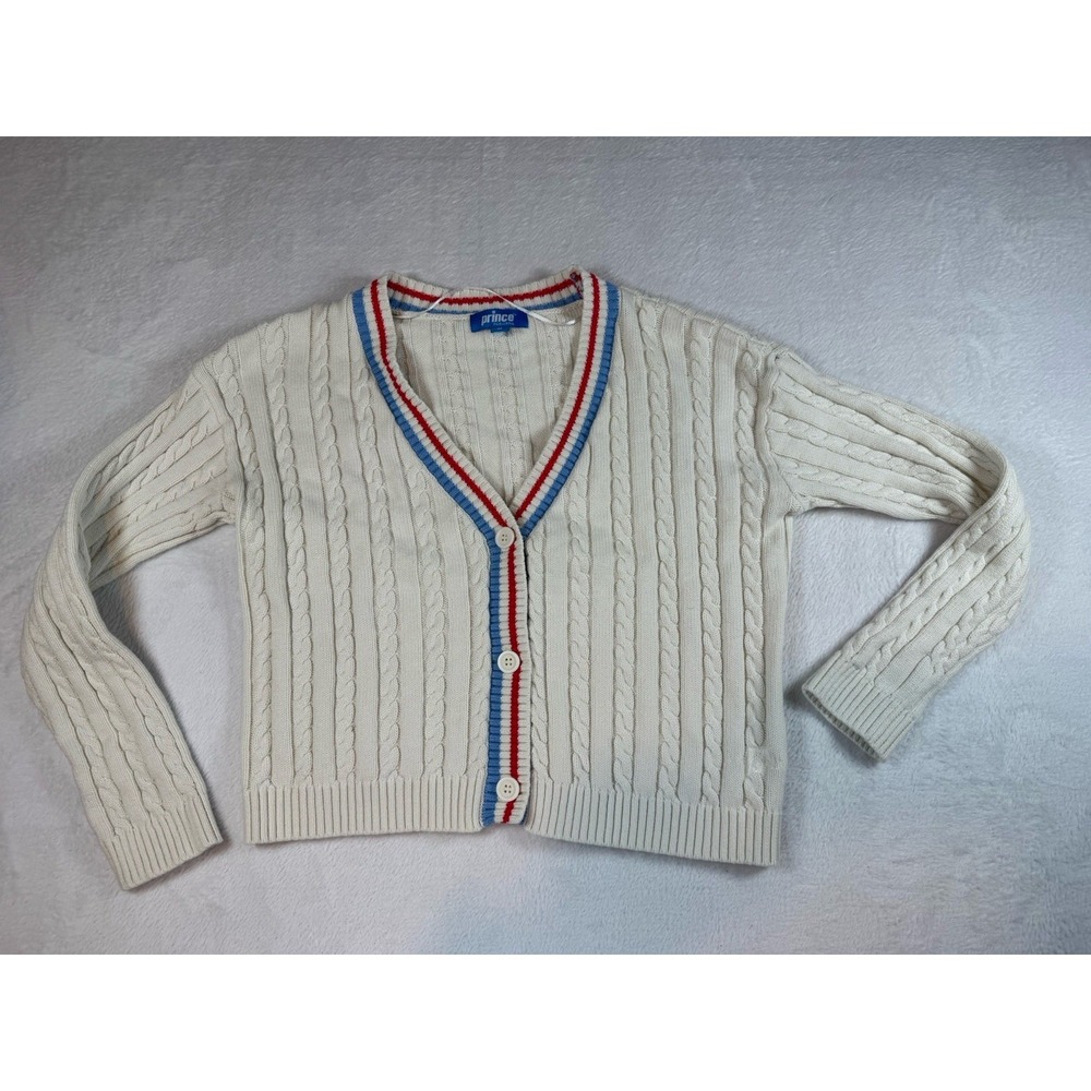 Prince Pickleball Women's Sweater Size M Preppy Tennis Cable Knit